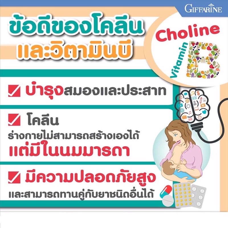 ภาพสินค้ากิฟฟารีน โคลีน บี 30 แคปซูล บำรุงสมองป้องกันเหน็บชา จากร้าน mayfund23 บน Shopee ภาพที่ 5