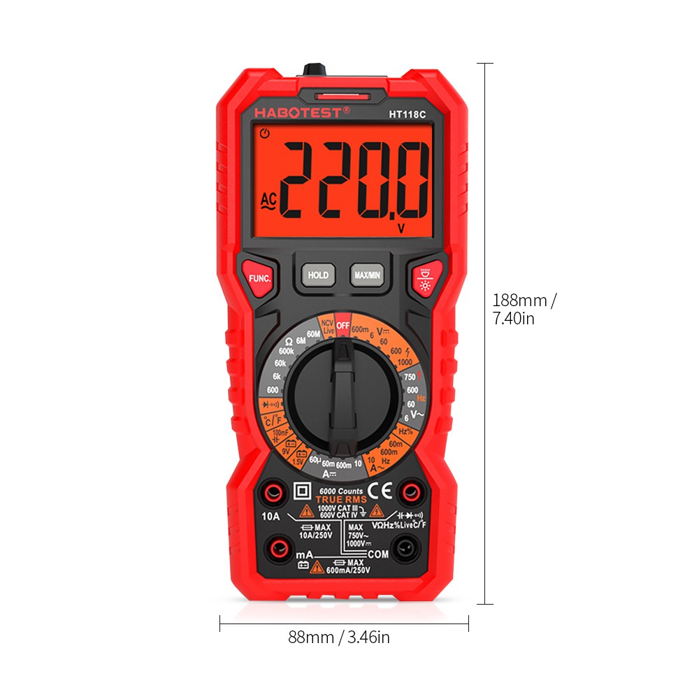 เครื่องวัดแรงดันไฟฟ้าระบบดิจิตอล-habotest-ht-118-c