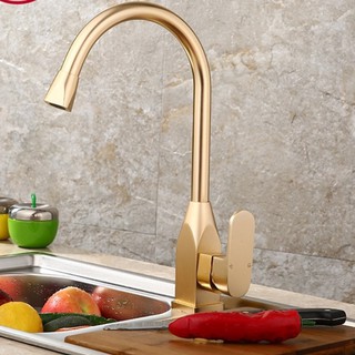 ก๊อกน้ำ ในห้องน้ำ ก๊อกน้ำตกแต่งบ้าน แนวตั้ง ก๊อกน้ำในห้องครัว  อลูมิเนียมอย่างดี สีทอง