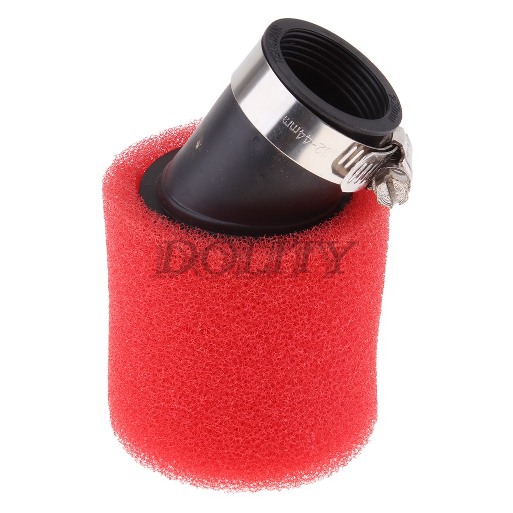 red-32mm-angle-bent-foam-air-filter-pod-cleaner-pit-quad-dirt-bike-atv-buggy