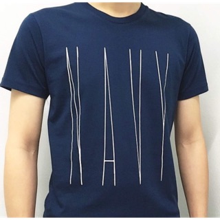 Bank’s Navy T-Shirt Cotton USA เสื้อยืดคอกลมพิมพ์ลายตัวอักษร  เสื้อยืดคุณภาพดี