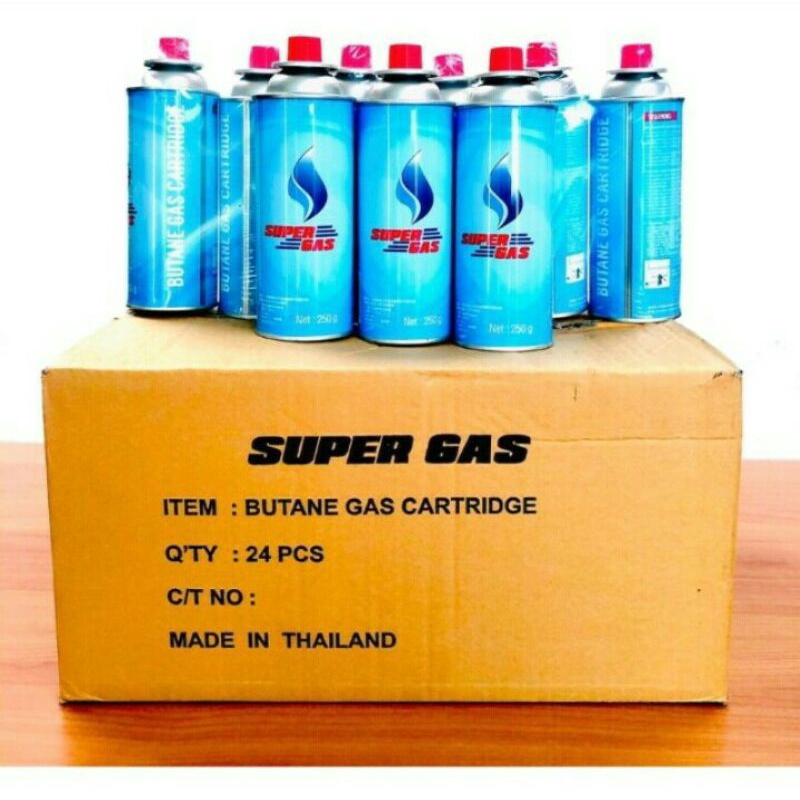 ภาพหน้าปกสินค้าแก๊สกระป๋อง SuperGas (ยกลัง 24กระป๋อง) ความจุ250ml เตาแก๊ส เตาปิ้งย่าง เตาแก๊สพกพา อุปกรณ์แคมป์ปิ้ง จากร้าน jasmine1689 บน Shopee