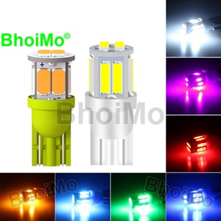 Bhoimo ใหม่ หลอดไฟ led T10 10SMD W5W 168 192 7020 5630 สีเหลืองอําพัน สําหรับติดป้ายทะเบียนรถยนต์ รถจักรยานยนต์ DC12v