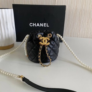 Chanel mini drawstring bag หนังแกะนิ่ม Grade Hiend Size 12CM อุปกรณ์ ถุงผ้า ถุงกระดาษ