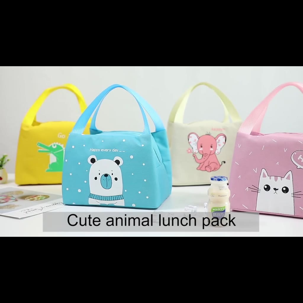 ahlanya-กระเป๋าข้าวกล่อง-กล่องอาหารกลางวัน-มีบุฟอยฉนวนเก็บร้อน-เย็น-cartoon-insulated-lunch-bag