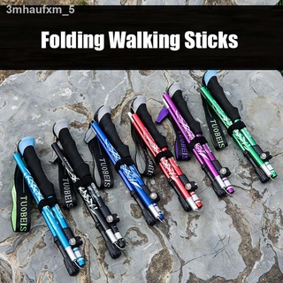 6 Colors Outdoor EVA Handle Aluminum Camping Hiking Tool Folding Trekking Poles Telescopic Stick Foldable Walking Sticks