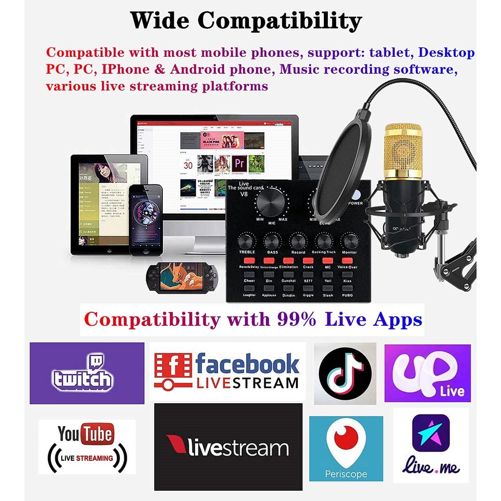 ภาพสินค้า️พร้อมส่ง ️ซาว์นการ์ดแปลงสัญญาณเสียง V8 การ์ดเสียง Live Stream audio Audio Sound Card (Bluetooth)V8 BT USB Webcast จากร้าน like_camera บน Shopee ภาพที่ 5