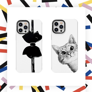 Casetify เคสโทรศัพท์มือถือ ซิลิโคน TPU ลายแมว ประดับโบว์ สีพื้น สําหรับ iPhone 7 8 Plus X XS XR 11 12 13 Pro Max
