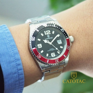 สินค้า CATOTAC นาฬิกาข้อมือผู้ชายหน้าปัดดำ สายสแตนเลส รุ่น GA 98029