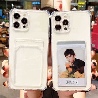 เคสมือถือสีใส ใส่บัตรได้ สำหรับ iphone 11 12 13 14 Pro Max 6 6S 7 8 Plus SE 2020