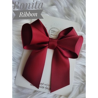 [HM032] ใหม่ เฉดสีพิเศษ โบว์ติดผมผ้าซาตินสีแดง Queen Red สวย หรูหรา มากๆ  collection Bonita Signature