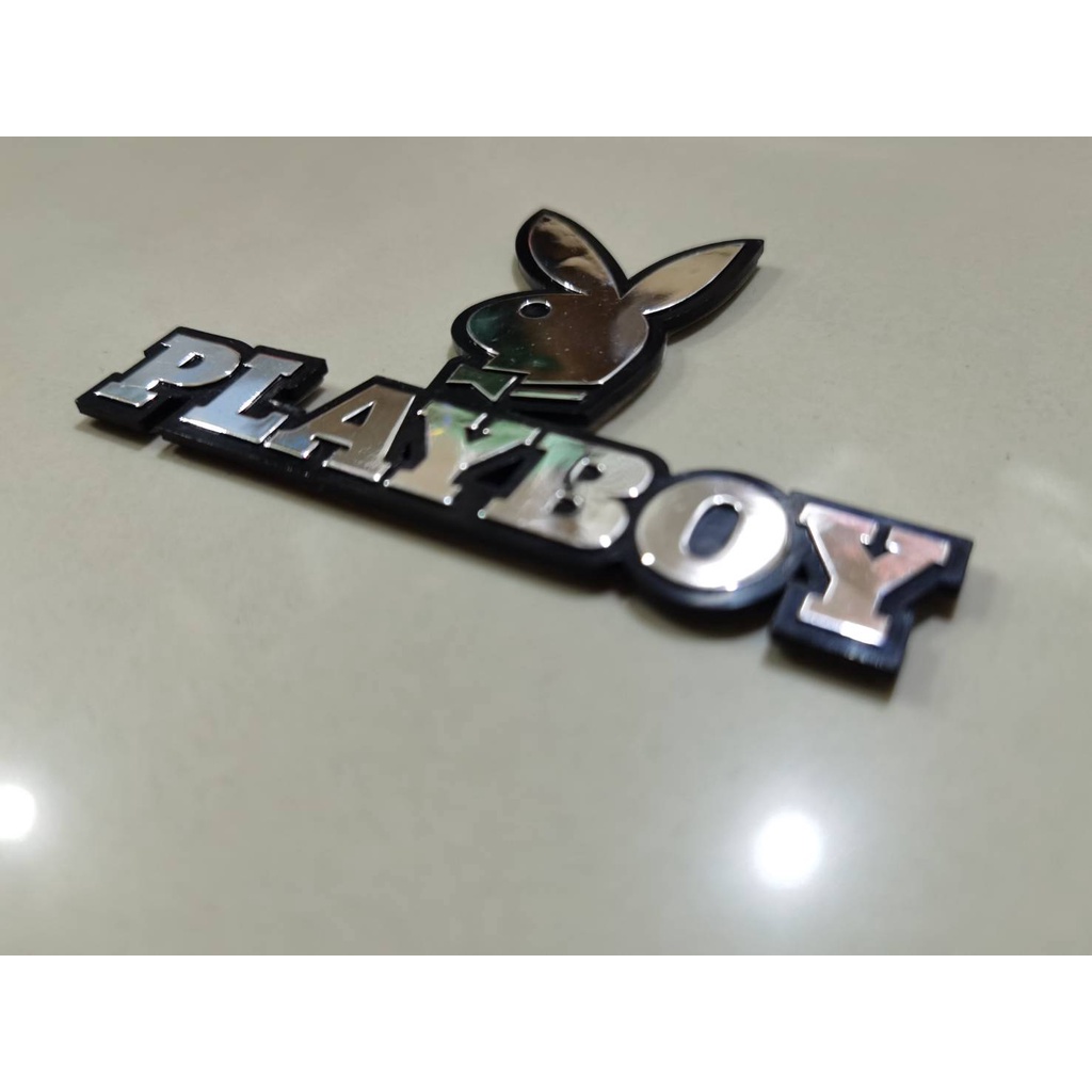 ป้ายโลโก้-playboy-รูปกระต่าย-ยาว-9-6-สุง-6-5cm-มีกาวสองหน้าด้านหลัง-ราคาถูกสินค้าดีมีคุณภาพ