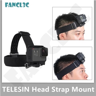 TELESIN สายรัดศีรษะ Mount สำหรับ DJI OSMO Action 3/GoPro 11 10 9 8 7/Insta360 ONE X3 Belt Strip Headband Action กล้อง อุปกรณ์เสริมกีฬา
