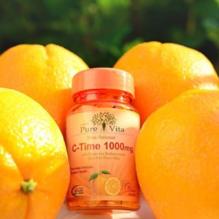 ภาพขนาดย่อของภาพหน้าปกสินค้าวิตามินซี เพียวไวต้า Vitamin C-Time Release 1000 mg. Pure Vita ขนาด 30 เม็ด จากร้าน ivonteen บน Shopee ภาพที่ 1