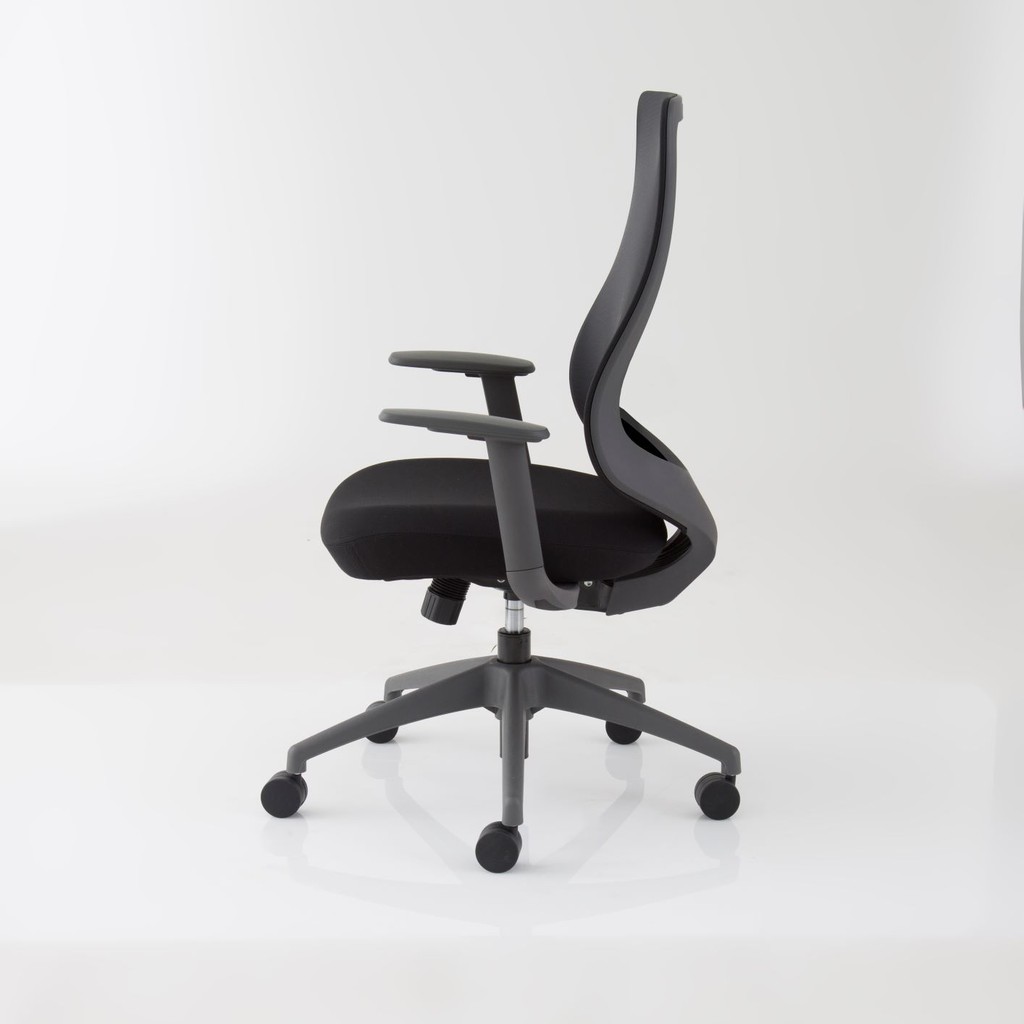 Modernform เก้าอี้สำนักงาน รุ่น Series16 Value เก้าอี้สีดำ พนักพิงกลาง เฟรมเทา ไม่มีLUMBAR เบาะหุ้มผ้าสีดำ ตาข่ายสีดำ ระบายอากาศดีเยี่ยม https://lnwchill.com
