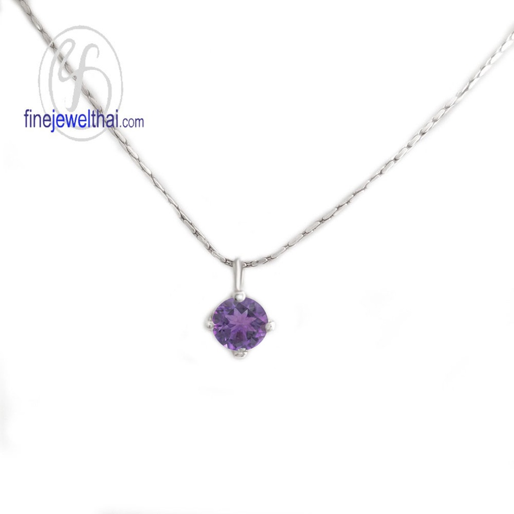 finejewelthai-จี้อะเมทิสต์-อะเมทิสต์-จี้พลอย-พลอยประจำเดือนเกิด-amethyst-silver-pendant-birthstone-p1055amt00e