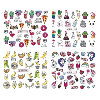 สติกเกอร์ติดเล็บ สติกเกอร์ตกแต่งเล็บ แทททูติดเล็บ แบบลอกลายน้ำ ลายการ์ตูน BN1585-1596
