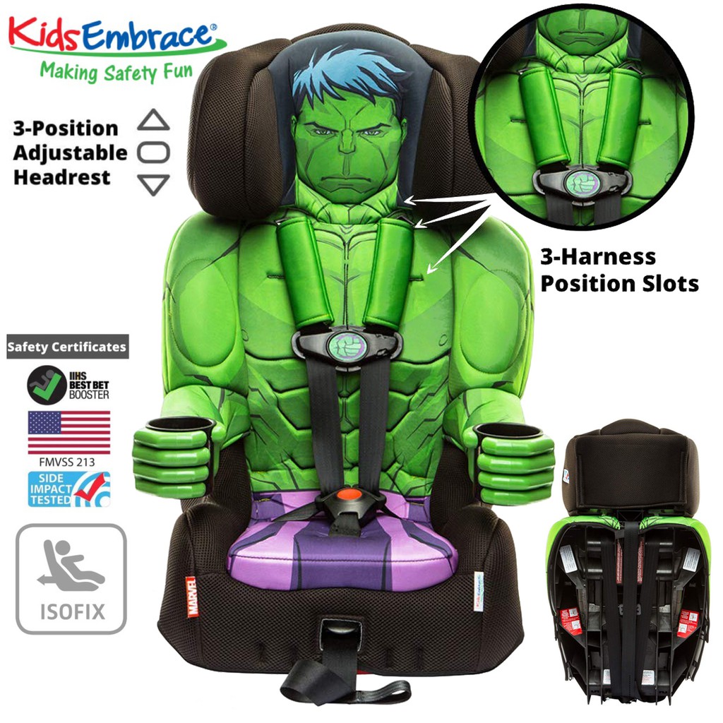 คาร์ซีทสำหรับเด็กโต-ลายฮัค-ใช้ได้ตั้งแต่-2-ถึง-8-ขวบkidsembrace-hulk-combination-harness-booster-car-seat