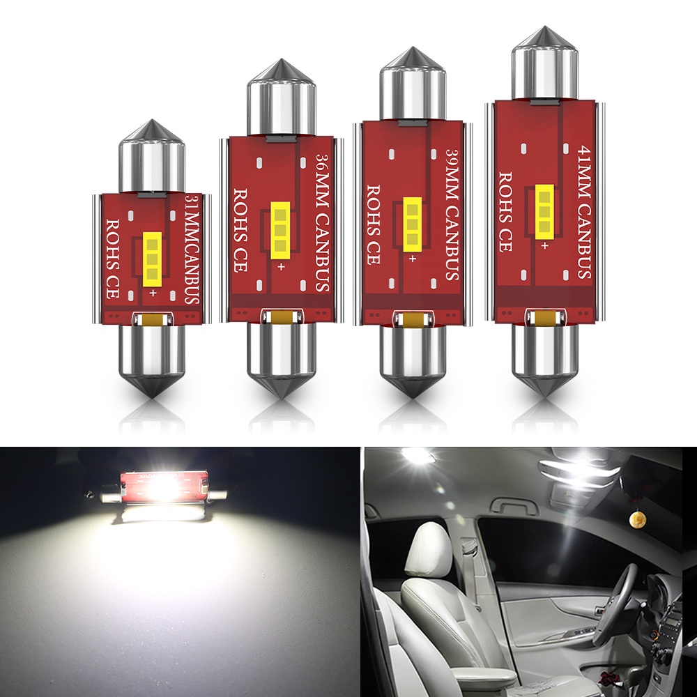 หลอดไฟ LED C10W C5W 31 36 39 42 มม. สีขาว 12V สําหรับติดเพดานรถยนต์ 1 ...