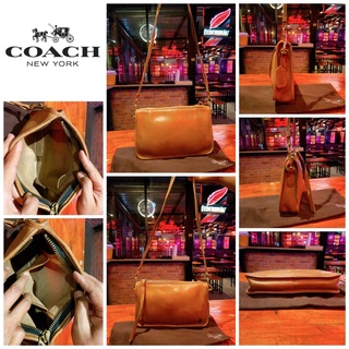 👝: COACH Slim Zip Vintage Brown Leather Cross Body Bag แท้💯%