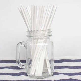 หลอดกระดาษ หลอดรักโลก บรรจุ 404ชิ้น/แพ็ค แบบยาว สีขาว 5mm x 290mm Biodegradable Eco-Friendly Drinking Straw