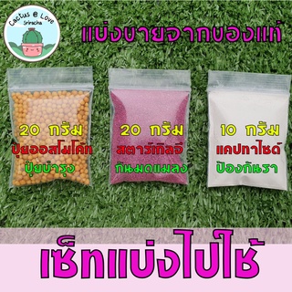 สินค้า เซ็ทแบ่งไปใช้ (ปุ๋ยออสโมโค้ท, สตาร์เกิลจี, ยากันราแคปเทน) ซองแบ่งในซองซิปล็อค พร้อมดูแลน้องๆแคคตัสของคุณ