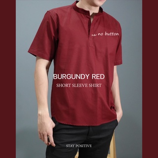 ภาพหน้าปกสินค้าเสื้อเชิ้ตคอจีน แบบสวม แขนสั้น SHORT SLEEVE SHIRT mandarin collar สีเลือดหมู(Burgundy red) ที่เกี่ยวข้อง