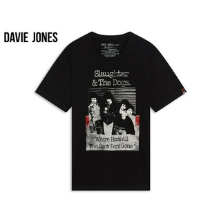 DAVIE JONES เสื้อยืดพิมพ์ลาย สีดำ Graphic Print T-Shirt in black TB0327BK