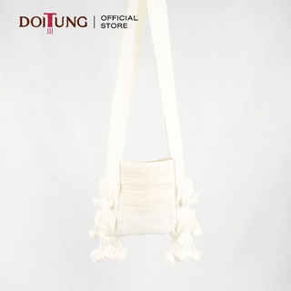 DoiTung Bag - White กระเป๋าผ้า ย่าม ปอมๆ ชาวเขา ดอยตุง