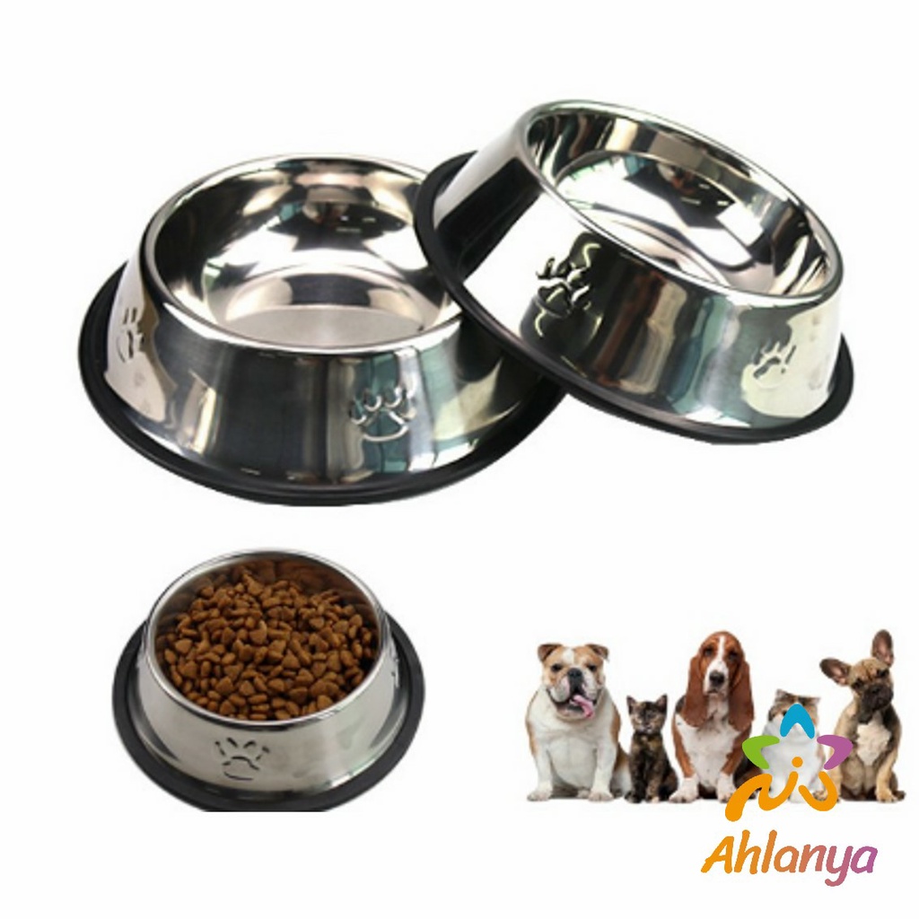 ahlanya-ชามอาหารสแตนเลส-ชามอาหารสัตว์เลี้ยง-ชามหมา-ชามแมว-stainless-steel-pet-bowl