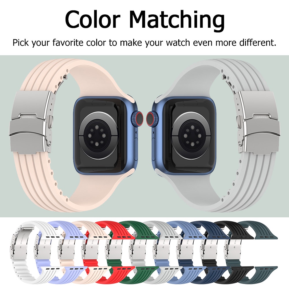 ภาพหน้าปกสินค้าสายนาฬิกาข้อมือซิลิโคนนิ่ม ระบายอากาศ สําหรับ Apple Watch Ultra Bands 49 มม. 44 มม. 45 มม. iWatch Series 8 SE 7 6 5 4 3 2 1 จากร้าน miimallshop.th บน Shopee
