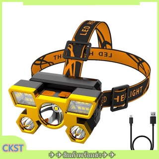 🏃‍🏃‍🏃‍Ckst 5 Led พร้อมแบตเตอรี่ในตัว 18650 ไฟหน้า Usb ไฟตั้งแคมป์กลางแจ้ง