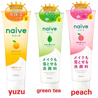 Kracie Naive โฟมล้างหน้าญี่ปุ่น​ (เลือกสูตรyuzu/green tea/peach)