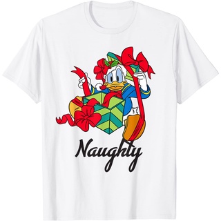 ROUND คอลูกเรือเสื้อยืด ผ้าฝ้าย พิมพ์ลายการ์ตูนดิสนีย์ Donald Duck Naughty เหมาะกับของขวัญ-4XL