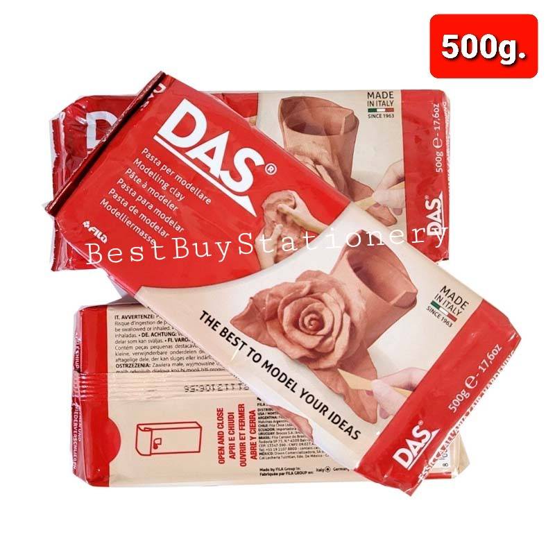 ดาส-ดินปั้น-ดินปั้นเยื่อกระดาษ-สีขาว-สีอิฐ-500-กรัม-ส่ง-das-das-air-dry-modelling-clay-terracotta-white