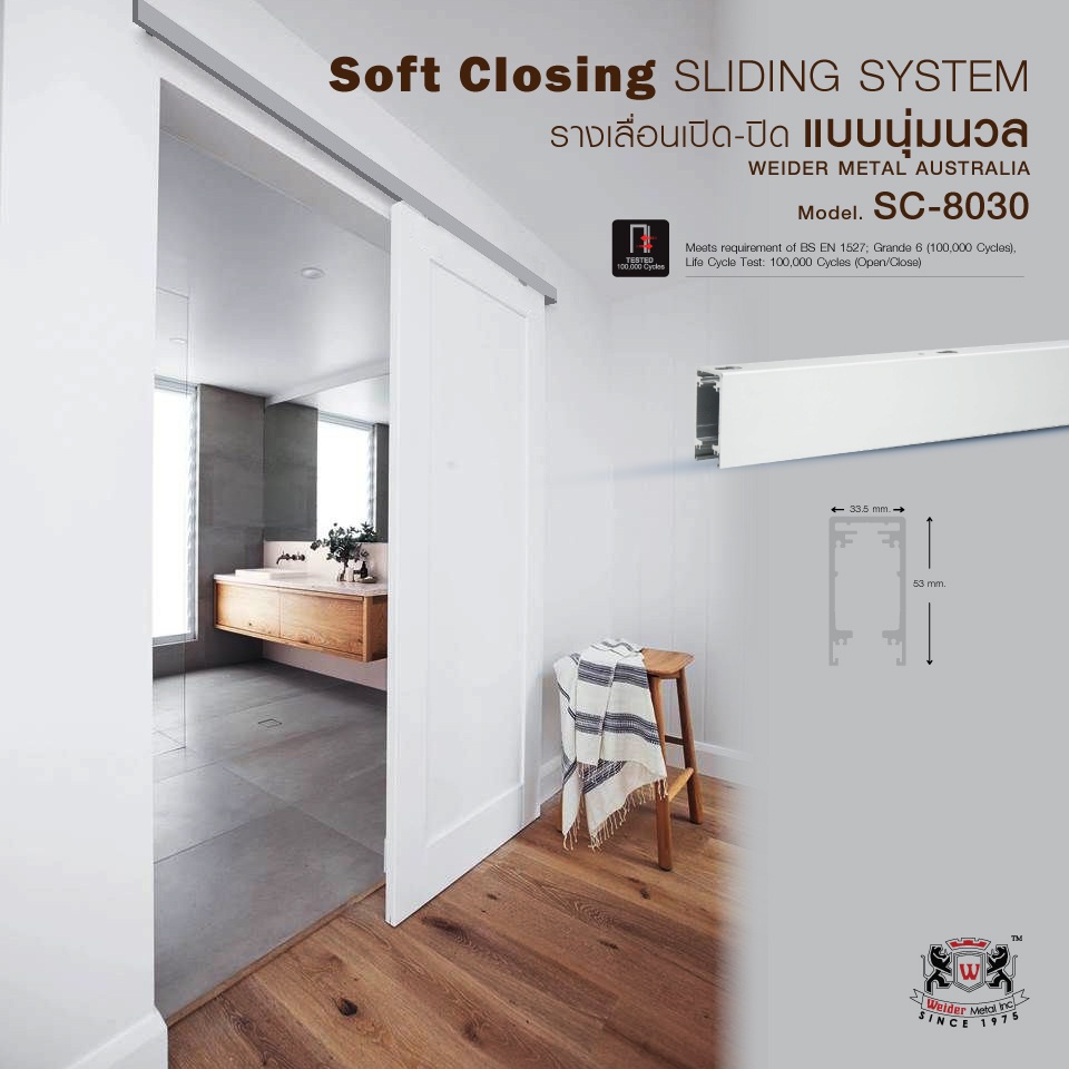 ชุดรางระบบเปิดปิดประตูแบบนุ่มนวล-sliding-system-sc-8030-ขนาดราง-3-เมตร