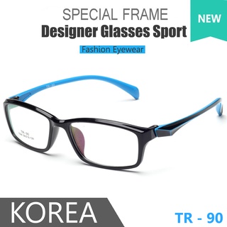Japan ญี่ปุ่น แว่นตา แฟชั่น รุ่น 1084 C-39 สีดำตัดฟ้า วัสดุ ทีอาร์90 TR90 กรอบเต็ม ขาข้อต่อ กรอบแว่นตา Glasses Frame