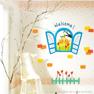 วอลล์สติ๊กเกอร์ ECO-042 Welcome Cat in Window แมว