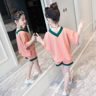เสื้อผ้าหน้าร้อนเด็กผู้หญิง ใหม่ สไตล์เกาหลี ชุดเด็ก 2 ชิ้น แฟชั่น ทันสมัย SJ4200