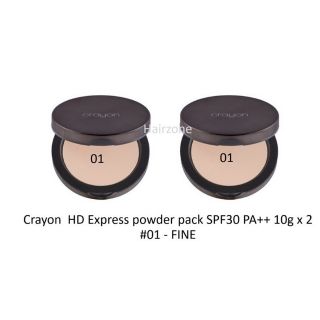 Crayon  HD Express powder pack SPF30 PA++ 10g x 2 ชิ้น แป้งพัฟผสมรองพื้นช่วยปกปิดรูขุมขนจุดด่างดำให้เนียนใสระดับ HD