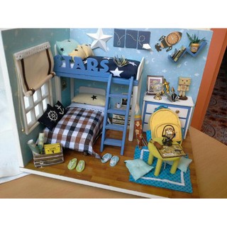 พร้อมส่งทันทีบ้านตุ๊กตา DIY ห้องนอน Star+ฝาครอบกันฝุ่น