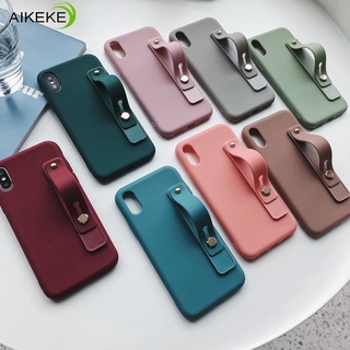 Case For iPhone 12 Pro Max 11 Pro Max 12 Mini Case Colorful Candy Case Wristband Holder Protective Soft Case Phone Cover