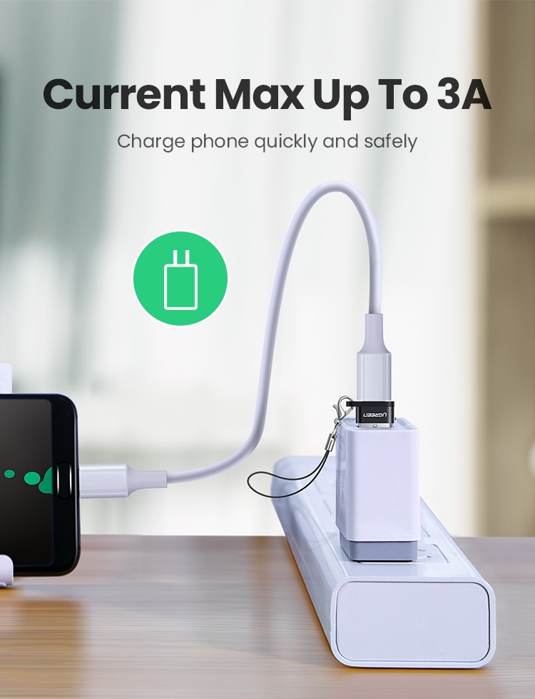 มุมมองเพิ่มเติมของสินค้า UGREEN อะแดปเตอร์ แปลง USB C ตัวเมีย เป็น USB A ตัวผู้ สำหรับ แล็ปท็อป สายชาร์จ