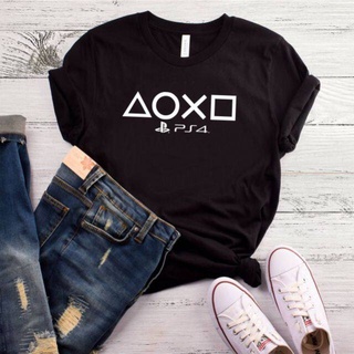 ROUND คอลูกเรือps4 playstation เสื้อยืดผู้ชาย plus size clic sportwear ของขวัญวันเกิด-4XL