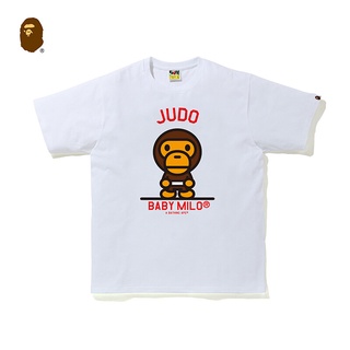 HH BAPE Mens Spring and Summer BABY MILO Cartoon Print Multicolor Casual Short-sleeved T-shirt เสื้อยืดผ้าฝ้าย