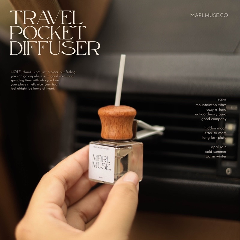 MARLMUSE | ก้านไม้หอมในรถ (Travel pocket diffuser) ขนาด 10ml travel ...