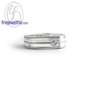 Finejewelthai-แหวนอะความารีน-แหวนพลอย-แหวนเงินแท้-พลอยประจำเดือนเกิด-Aquamarine-Silver-Ring-Birthstone-R1423aq