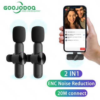 สินค้า Goojodoq ไมโครโฟนไร้สาย ตัดเสียงรบกวน ขนาดเล็ก แบบพกพา สําหรับโทรศัพท์มือถือ Vlogging 2 Gen