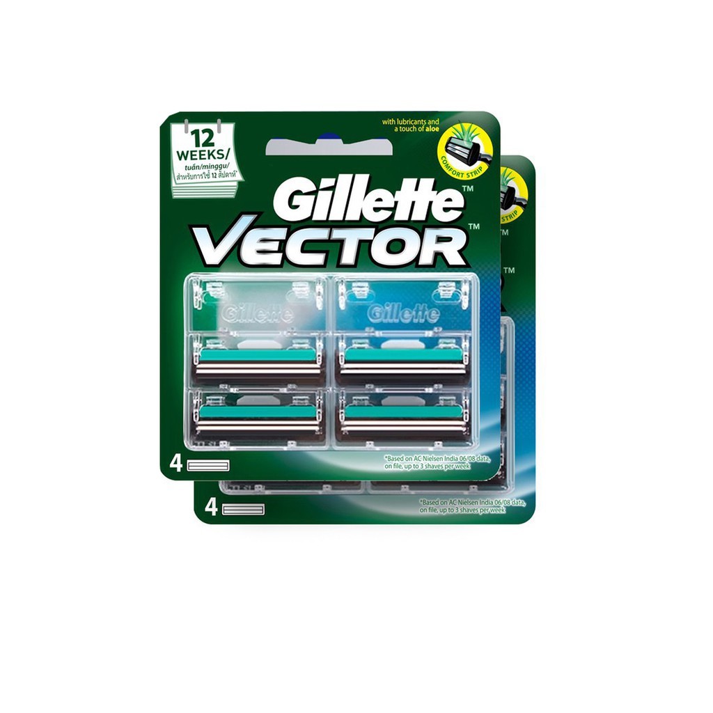 ภาพสินค้าGillette Vector Plus ยิลเลตต์ เวคเตอร์ พลัส ใบมีดโกน แพ็ค 4 x2 p&g จากร้าน pg_official_store บน Shopee ภาพที่ 2