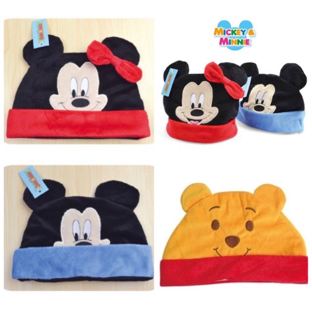 หมวกเด็กแรกเกิด-6-เดือน-disney-mothercare-หมีพูห์-มิกกี้เม้าส์-มินนี่เม้าส์-pooh-mickey-minnie-หมีพู-มิกกี้-มินนี่